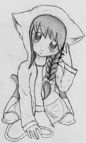 anime girl drawing with hoodie
