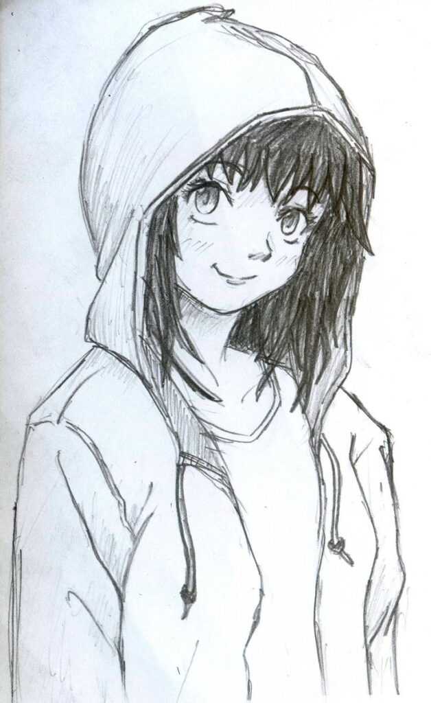 anime girl with hoodie