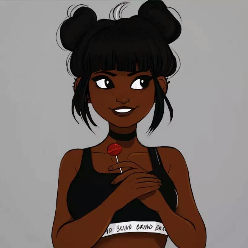 black anime girl drawing