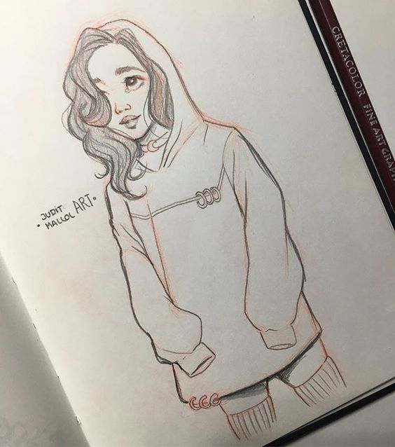 hoodie anime girl drawing image