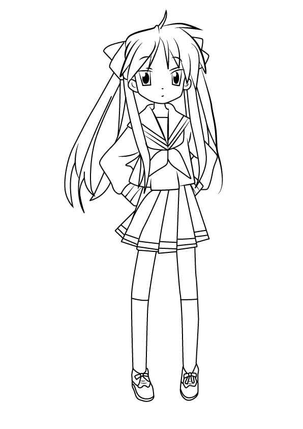 long hair anime girl drawing