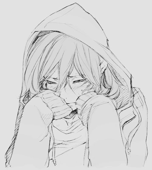 simple hoodie anime girl drawing