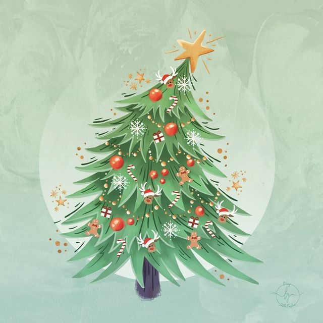 Beautiful Christmas tree drawing