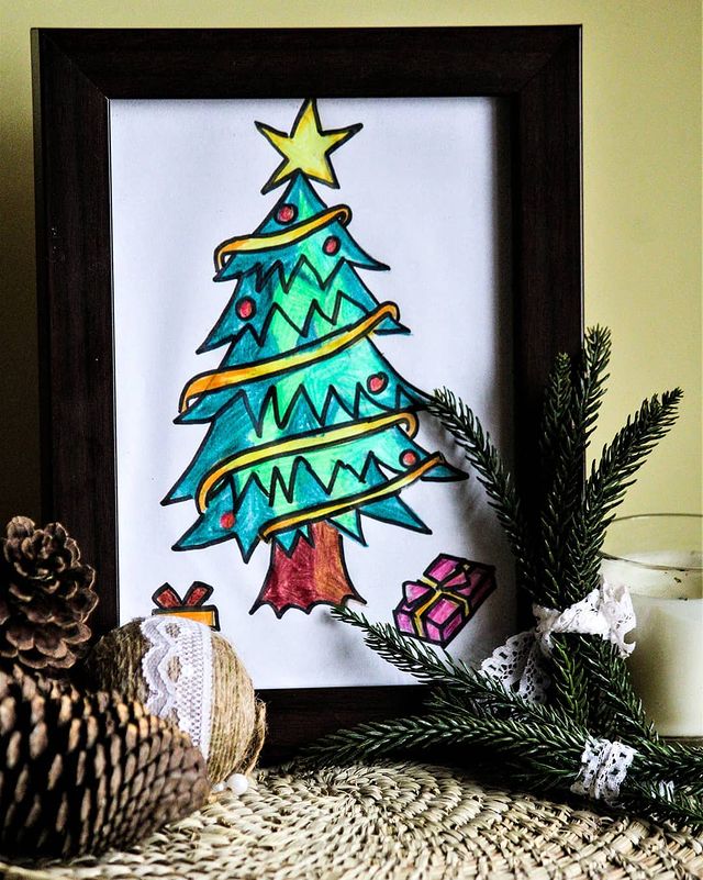 Christmas tree painting 
