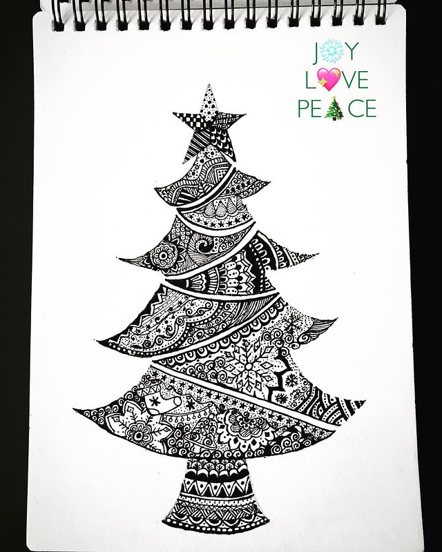 a drawing of a christmas tree