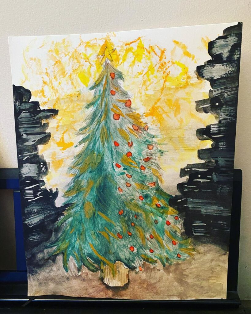 christmas tree canvas painting