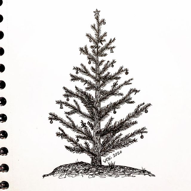 christmas tree drawing real
