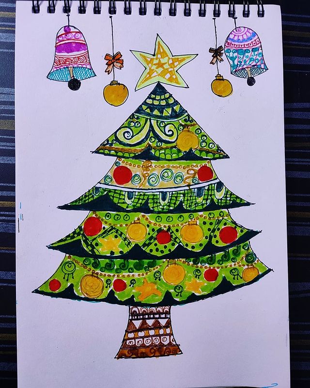 christmas tree sketch drawing
