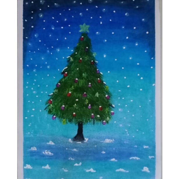 christmas tree watercolor painting