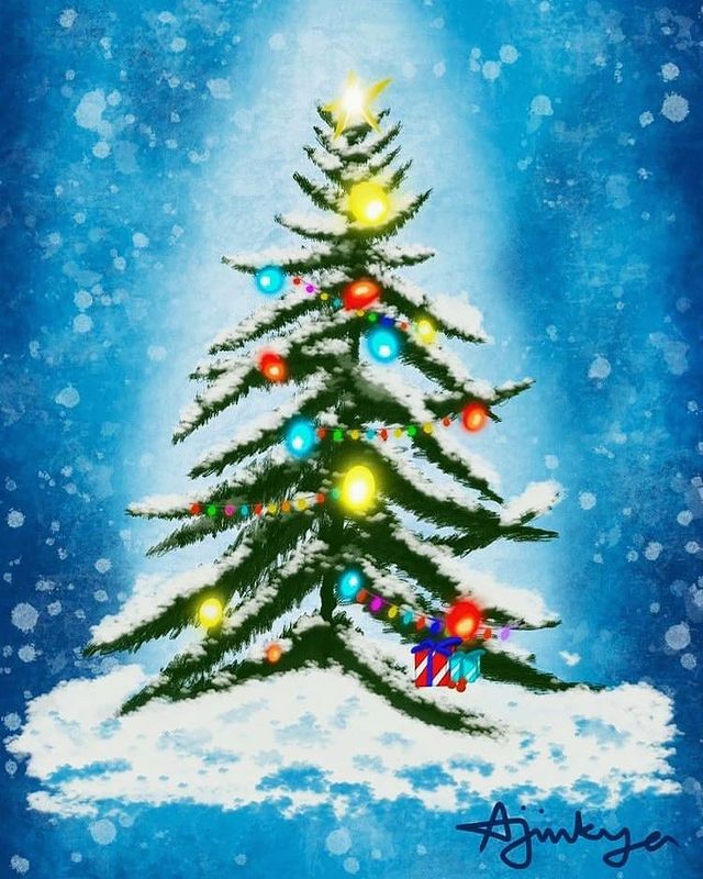 christmas tree watercolor