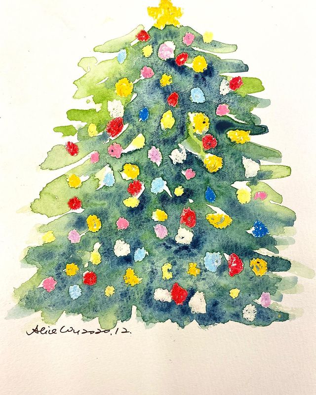 easy christmas tree painting