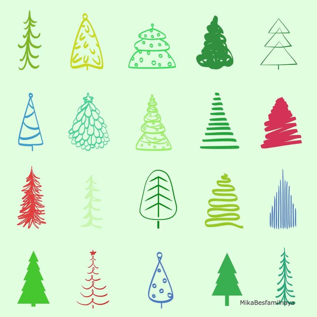 easy simple christmas tree drawing