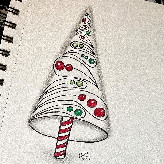 unique christmas tree drawing