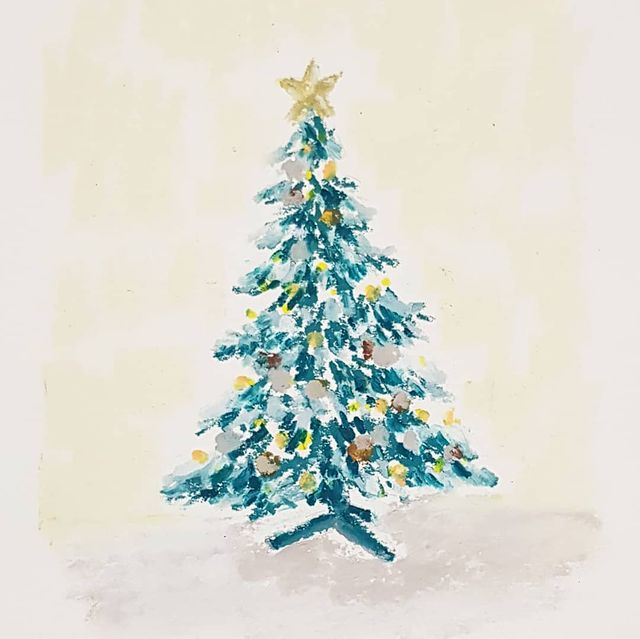 watercolour christmas tree