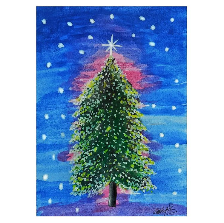 watercolour christmas tree